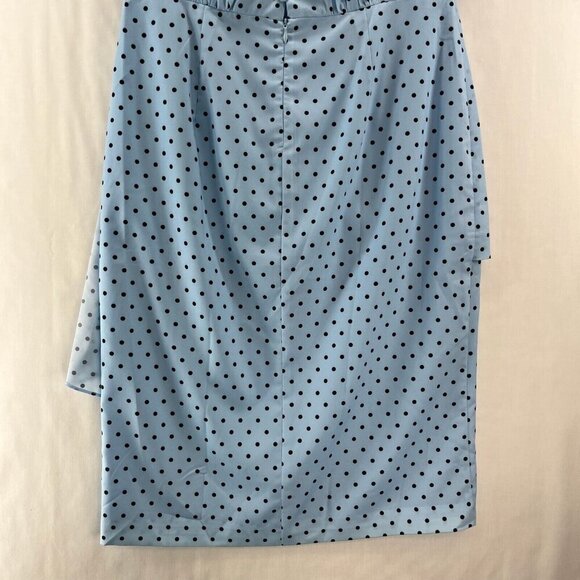 Floryday Dress Sz M Polka Dot Sheath Pleated Draped Sleeveless Knee Length Blue - Picture 6 of 10